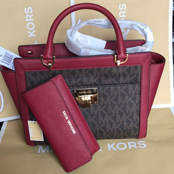 Michael Kors Handbags - 🌸⭐️Mk Satchel set⭐️Tina crossbody/brown/cherry